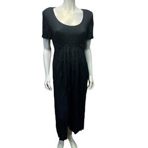 Express Black Wide Leg Jumpsuit Romper Empire Waist Size 7 8 Vintage